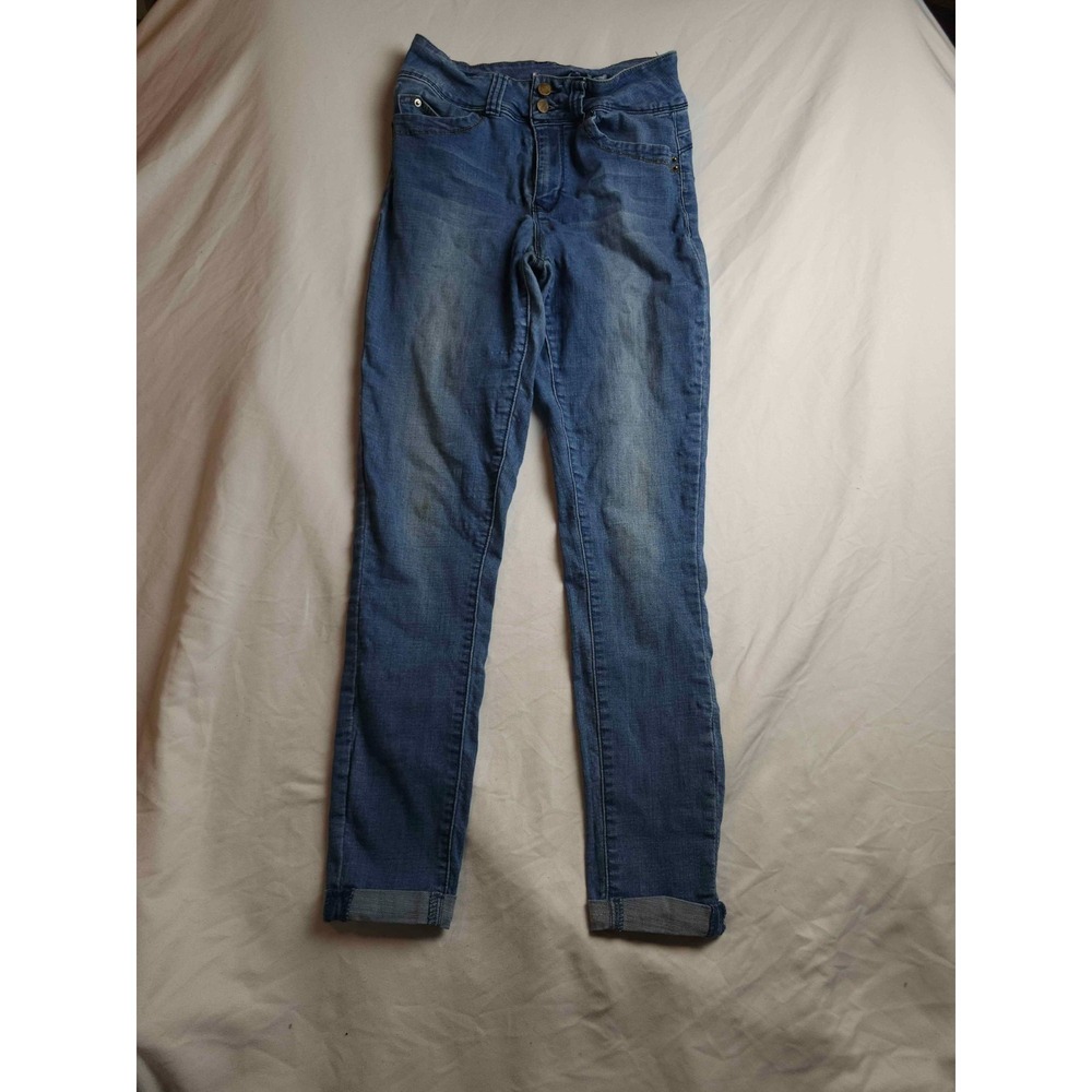 YMI WannaBettaButt Skinny Jeans Womens 7 High Rise Denim Cuffed Stretch Blue